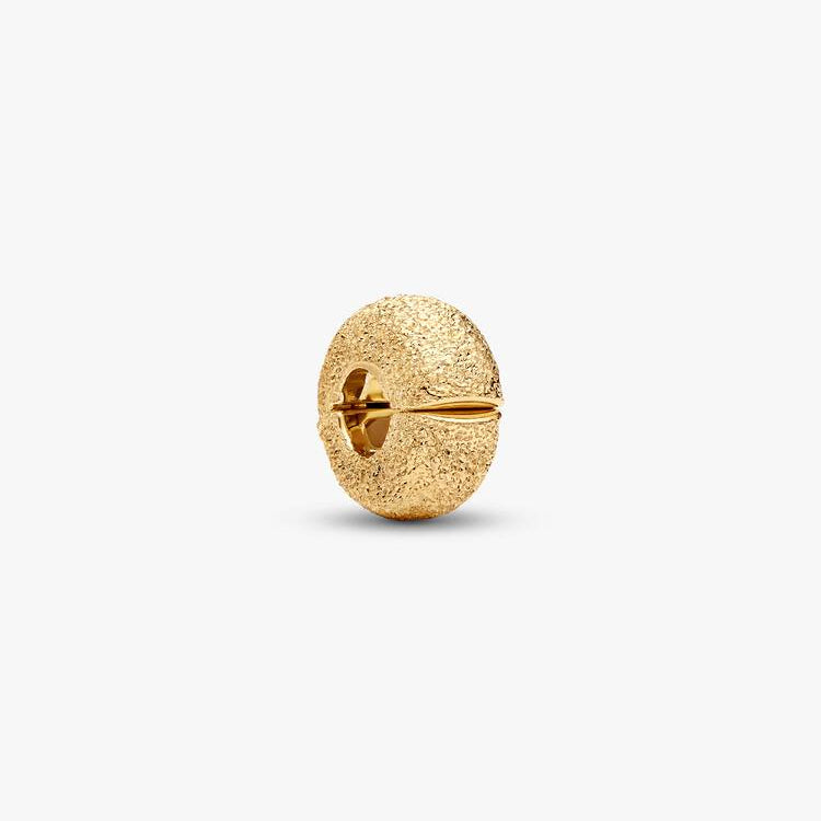 14ct Gold on Silver Textured Mini Clip Pandora Charm