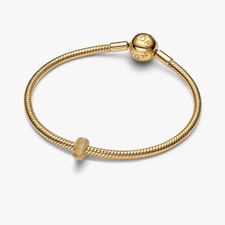 14ct Gold on Silver Textured Mini Clip Pandora Charm
