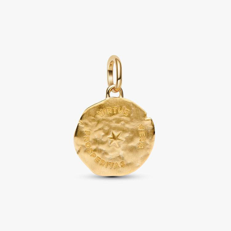 14ct Gold on Silver Wheat Medallion Pandora Charm