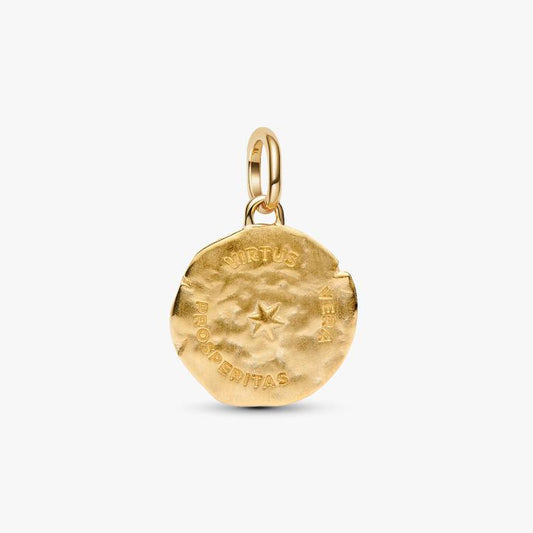 14ct Gold on Silver Wheat Medallion Pandora Charm