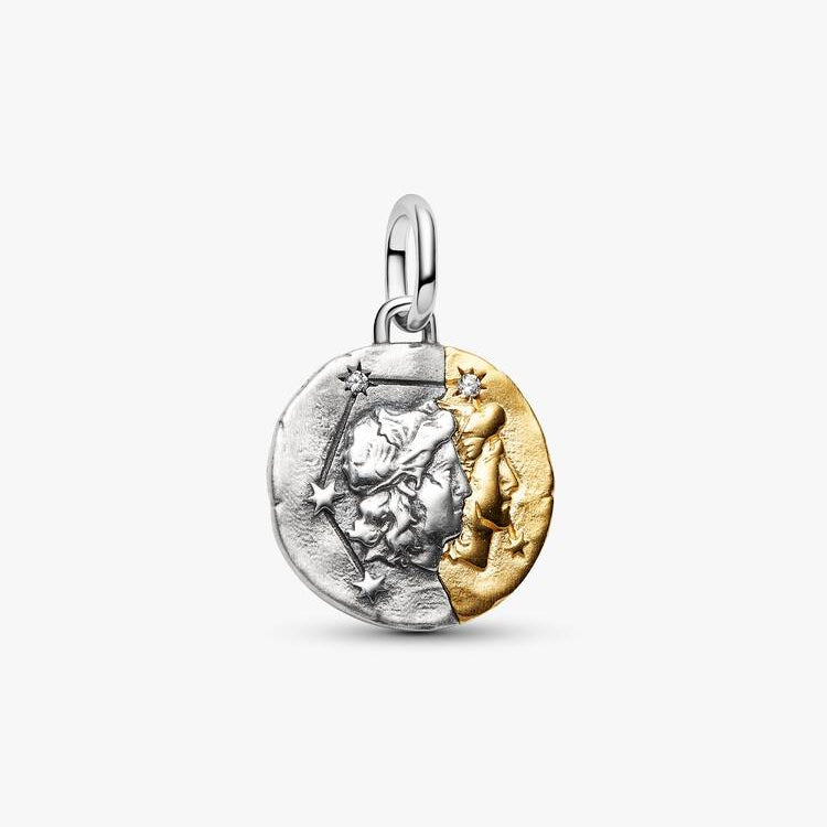 Gemini Two-tone Zodiac Medallion Pandora Charm