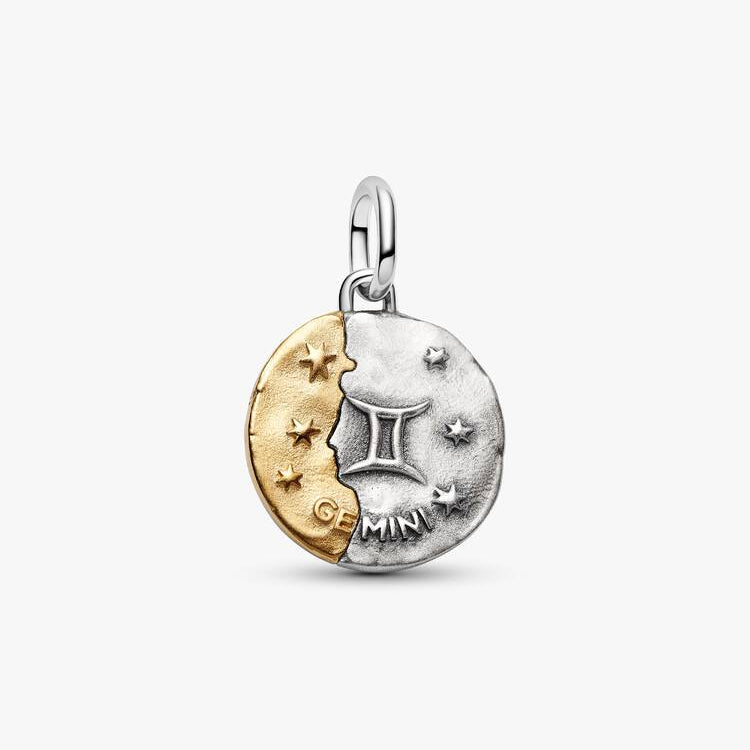 Gemini Two-tone Zodiac Medallion Pandora Charm