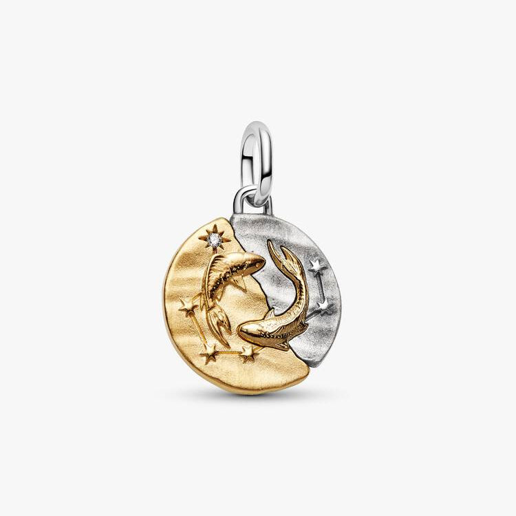 Pisces Two-tone Zodiac Medallion Pandora Charm