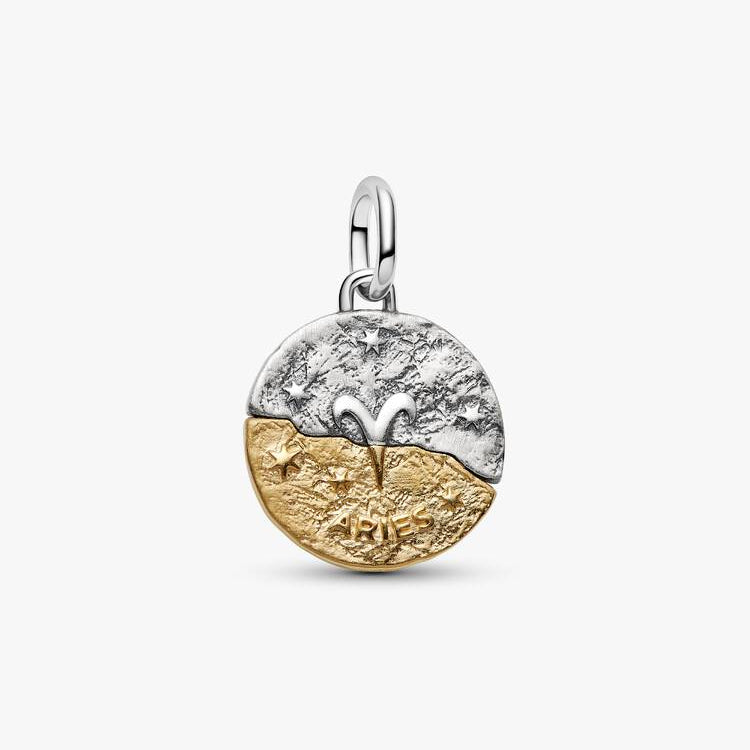 Aries Two-tone Zodiac Medallion Pandora Charm