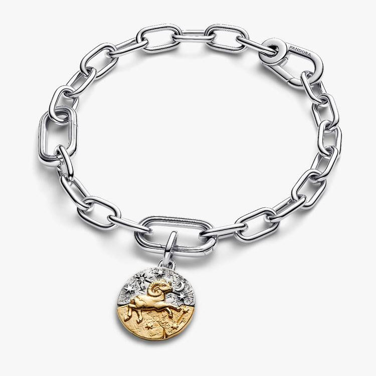 Aries Two-tone Zodiac Medallion Pandora Charm