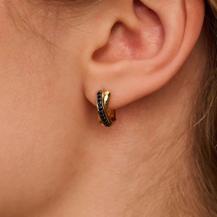 TISENTO GOLD HUGGIE HOOP EARRINGS