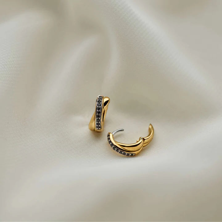 TISENTO GOLD HUGGIE HOOP EARRINGS