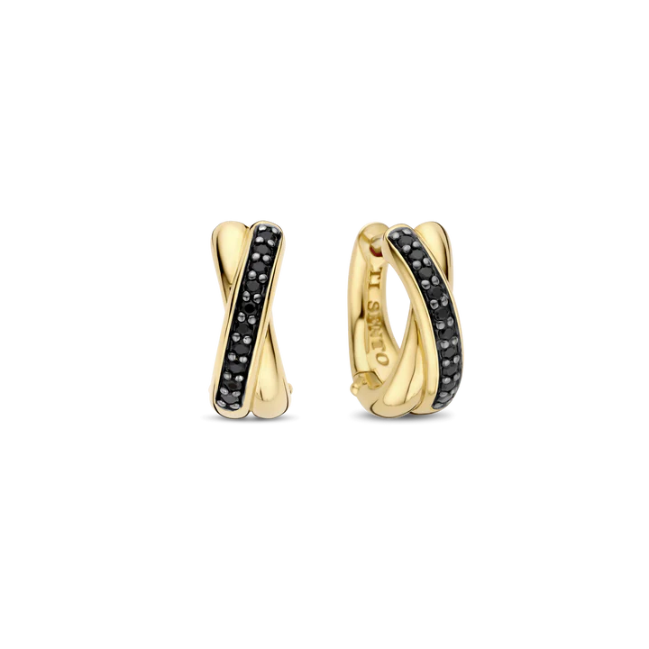 TISENTO GOLD HUGGIE HOOP EARRINGS