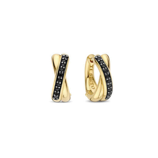 TISENTO GOLD HUGGIE HOOP EARRINGS