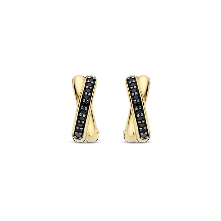 TISENTO GOLD HUGGIE HOOP EARRINGS