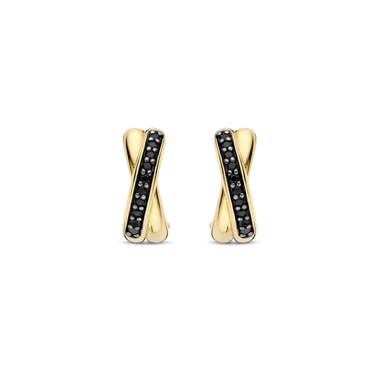 TISENTO GOLD HUGGIE HOOP EARRINGS