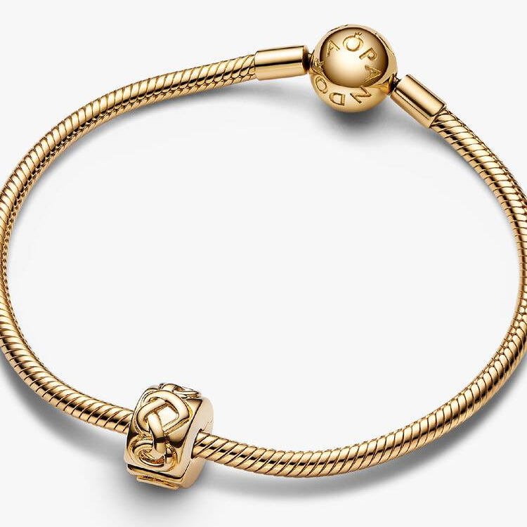 14ct Gold on Silver Knotted Hearts Clip Pandora Charm
