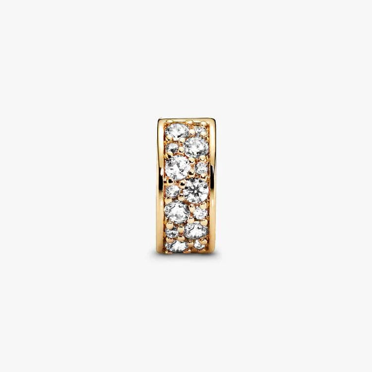 14ct Gold on Silver Clear Pavé Clip Pandora Charm