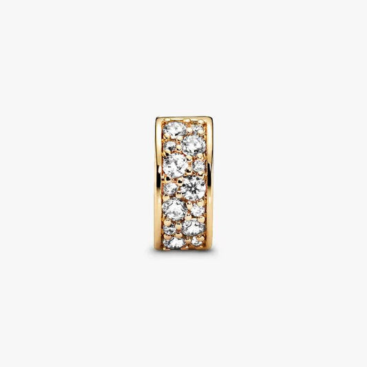 14ct Gold on Silver Clear Pavé Clip Pandora Charm