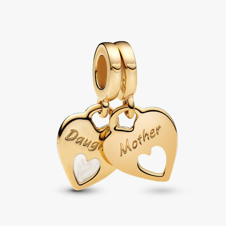 Double Heart Split Mother Daughter Dangle Pandora Charm