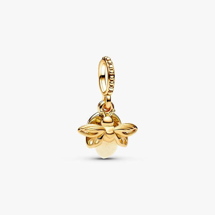 14ct Gold on Silver Glow-in-the-dark Firefly Dangle Pandora Charm