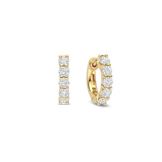 TISENTO GOLD CZ HUGGIE HOOP EARRINGS