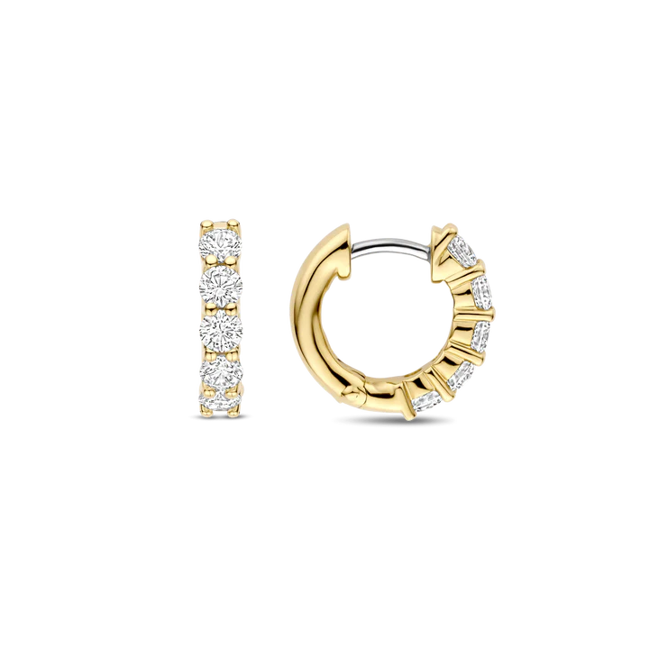 TISENTO GOLD CZ HUGGIE HOOP EARRINGS