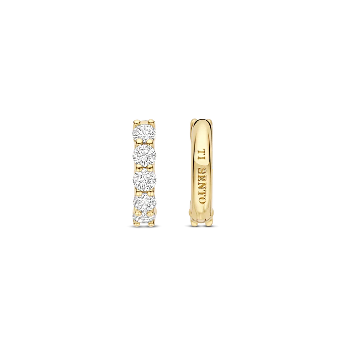 TISENTO GOLD CZ HUGGIE HOOP EARRINGS