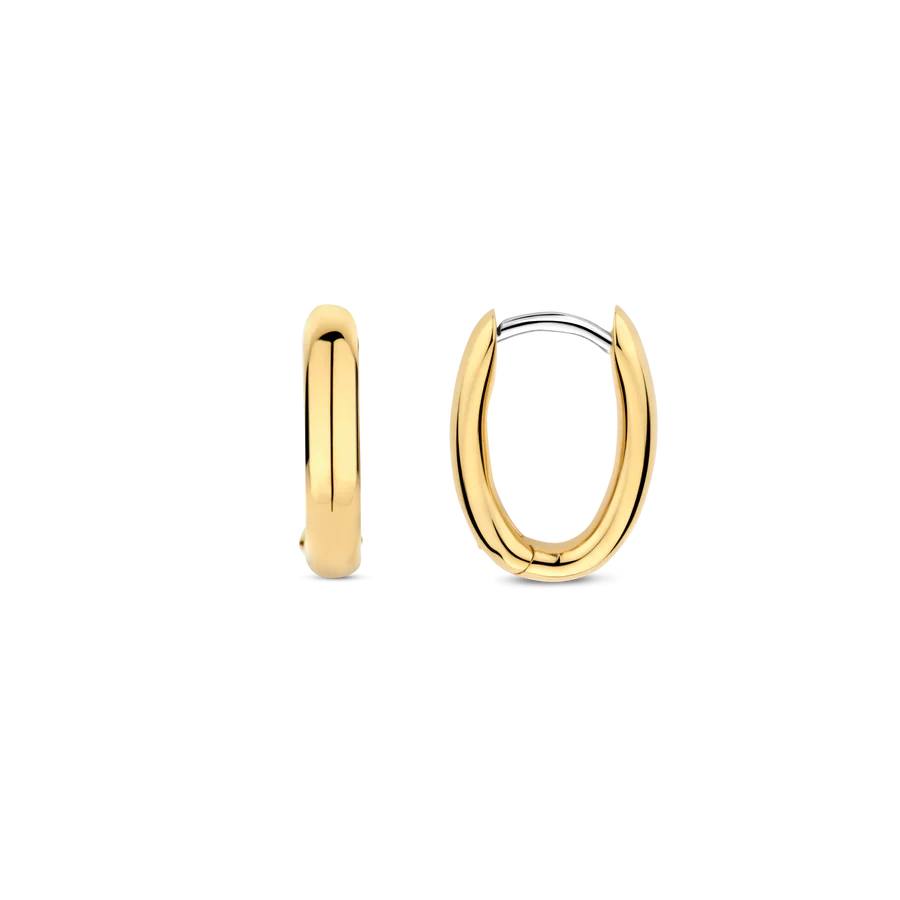 Tisento Gold on Silver 11mm Oval Hoop Earrings