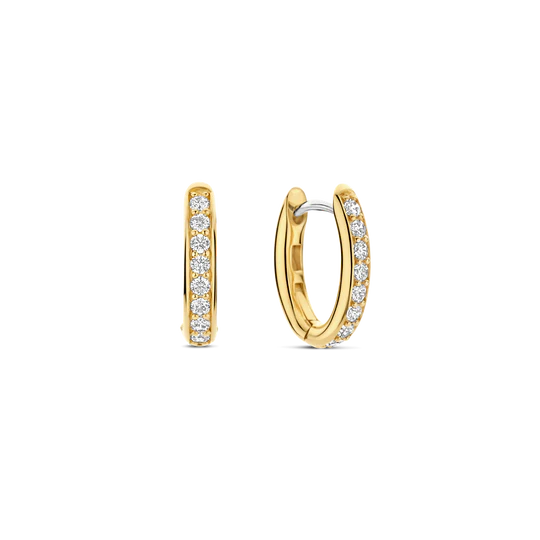 TISENTO GOLD CZ OVAL HOOP EARRINGS