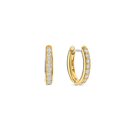 TISENTO GOLD CZ OVAL HOOP EARRINGS