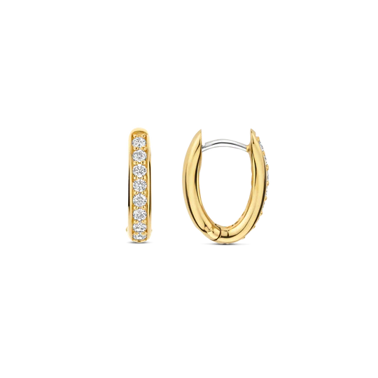 TISENTO GOLD CZ OVAL HOOP EARRINGS