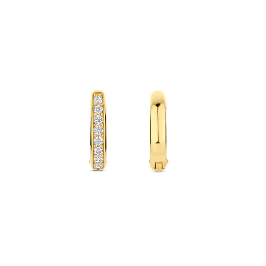 TISENTO GOLD CZ OVAL HOOP EARRINGS