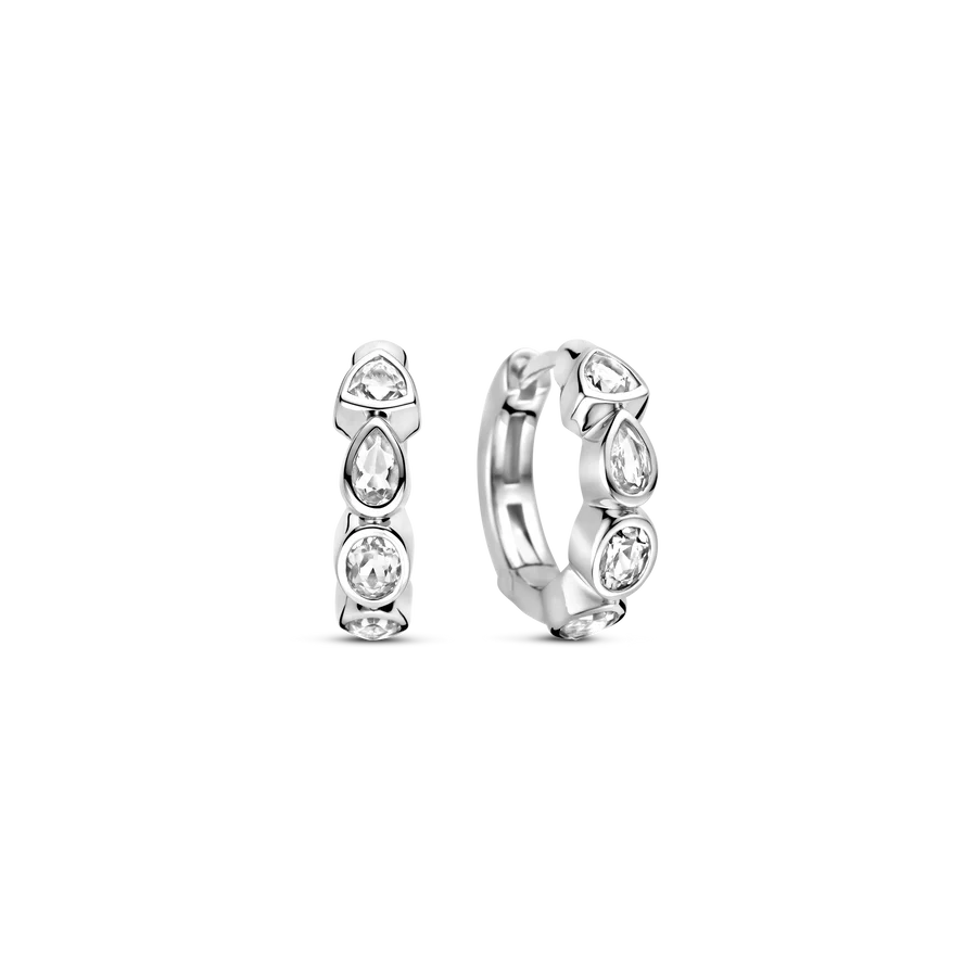 Tisento Sterling Silver 16mm Zirconia Hoop Earrings