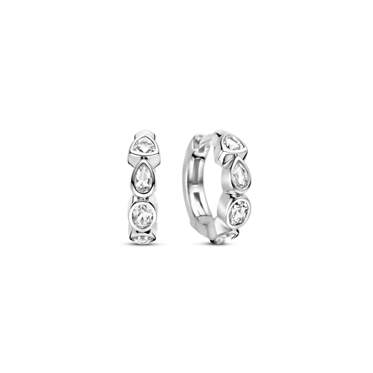 Tisento Sterling Silver 16mm Zirconia Hoop Earrings