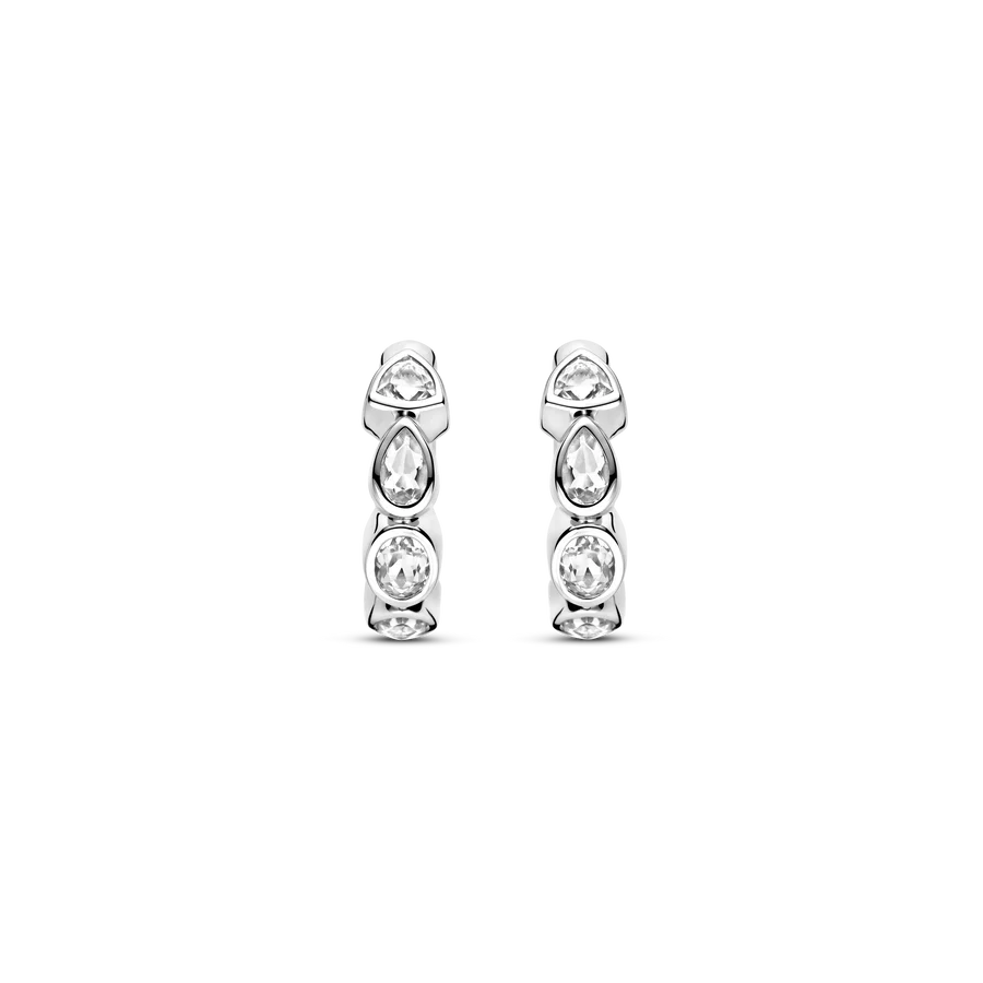 Tisento Sterling Silver 16mm Zirconia Hoop Earrings