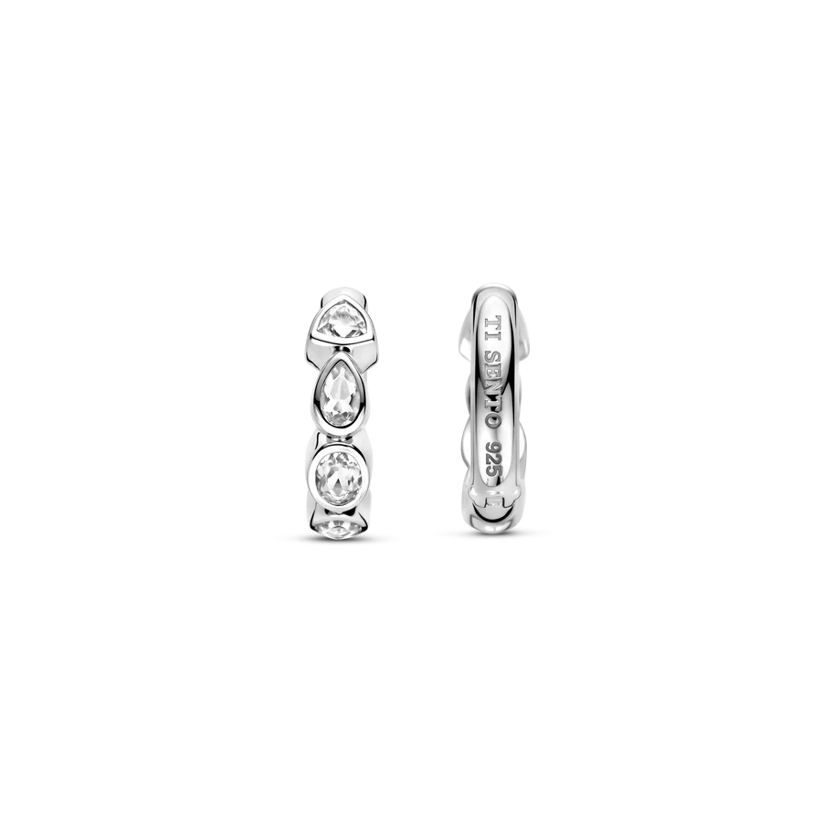 Tisento Sterling Silver 16mm Zirconia Hoop Earrings