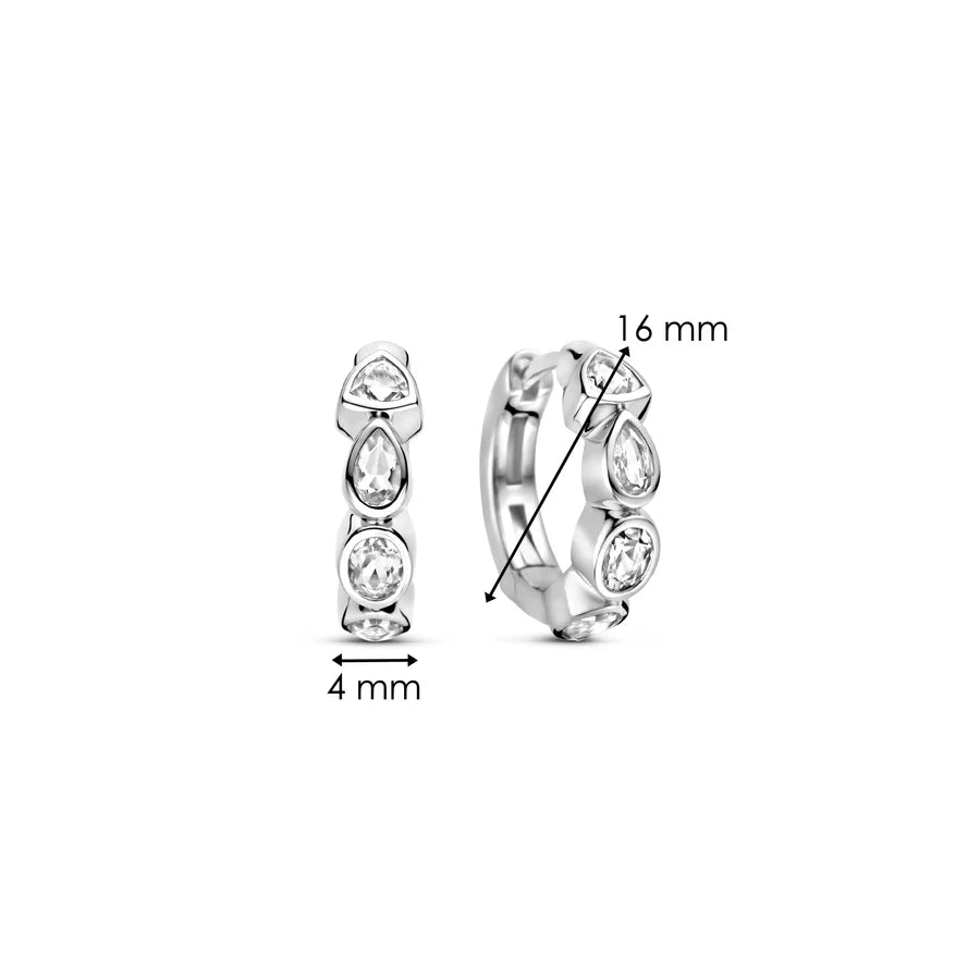 Tisento Sterling Silver 16mm Zirconia Hoop Earrings