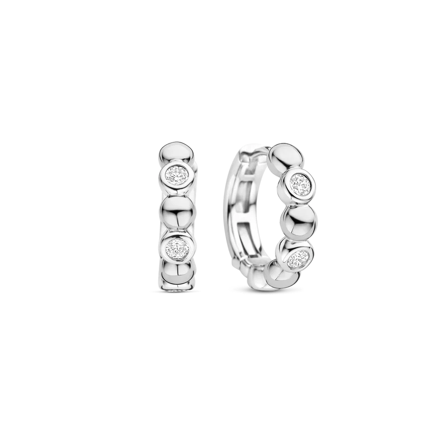 Tisento 15mm Round Zirconia Hoop Earrings