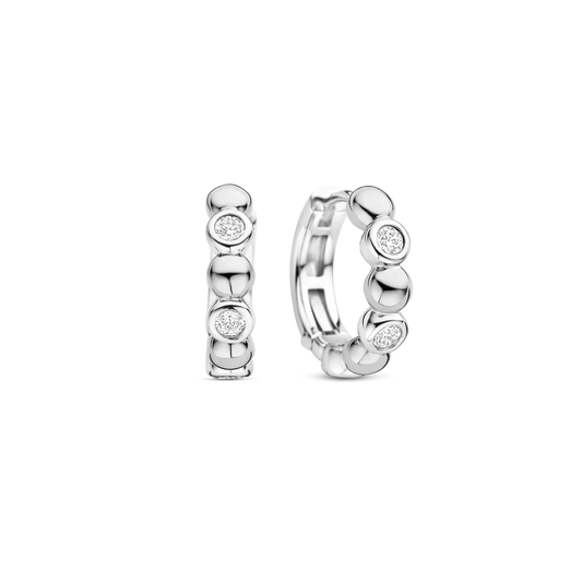 Tisento 15mm Round Zirconia Hoop Earrings