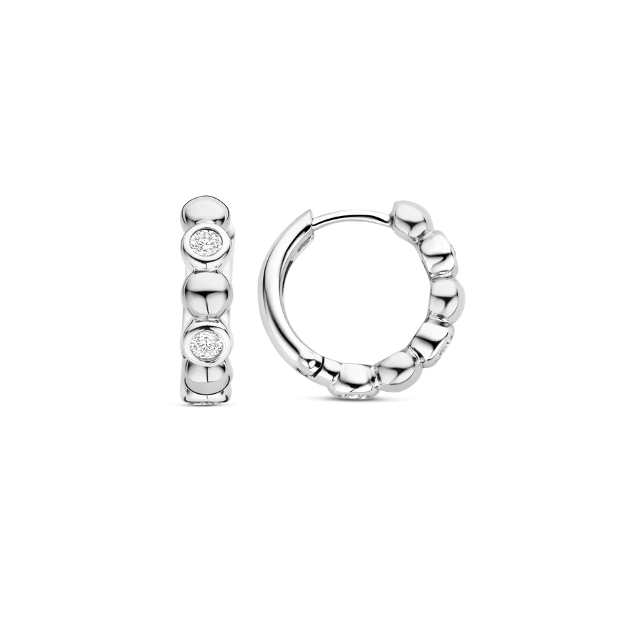 Tisento 15mm Round Zirconia Hoop Earrings