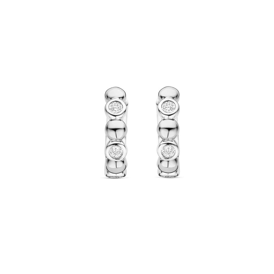 Tisento 15mm Round Zirconia Hoop Earrings