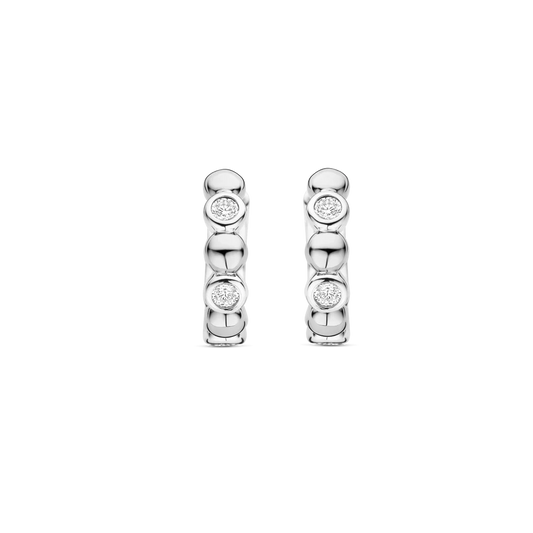 Tisento 15mm Round Zirconia Hoop Earrings