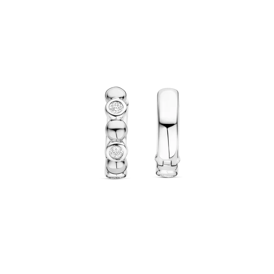Tisento 15mm Round Zirconia Hoop Earrings