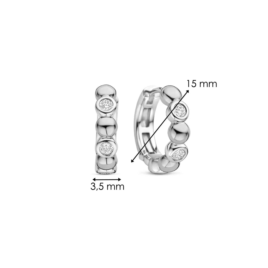 Tisento 15mm Round Zirconia Hoop Earrings