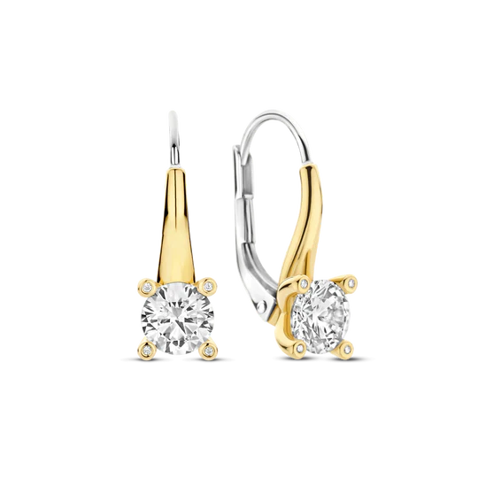 TISENTO GOLD ON SIL CZ DROP EARRINGS