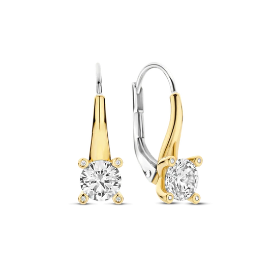 TISENTO GOLD ON SIL CZ DROP EARRINGS