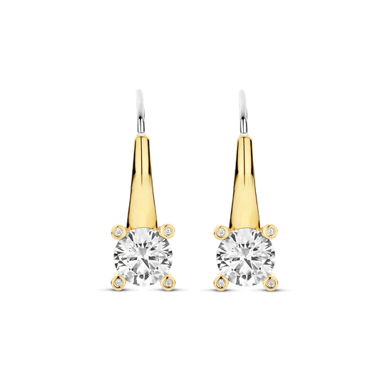 TISENTO GOLD ON SIL CZ DROP EARRINGS