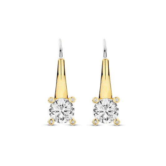 TISENTO GOLD ON SIL CZ DROP EARRINGS