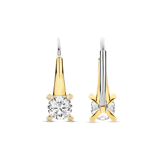 TISENTO GOLD ON SIL CZ DROP EARRINGS