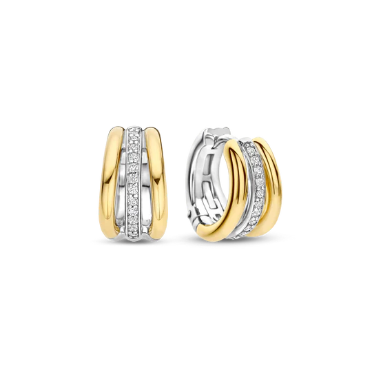 TISENTO TWO-TONED CZ HOOP EARRINGS