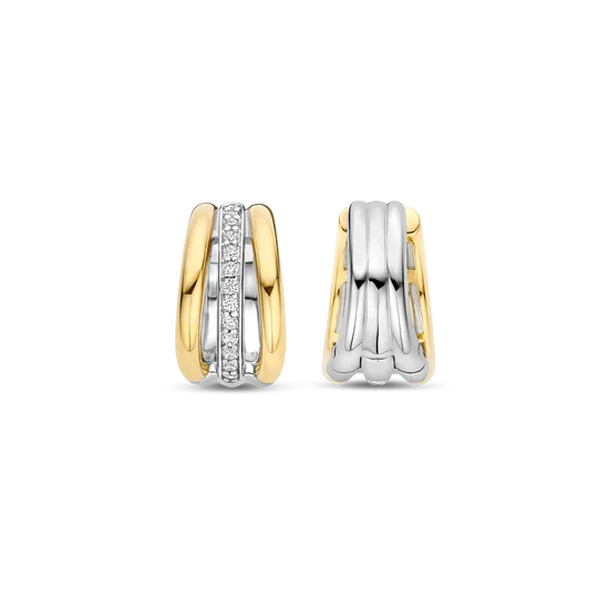 TISENTO TWO-TONED CZ HOOP EARRINGS