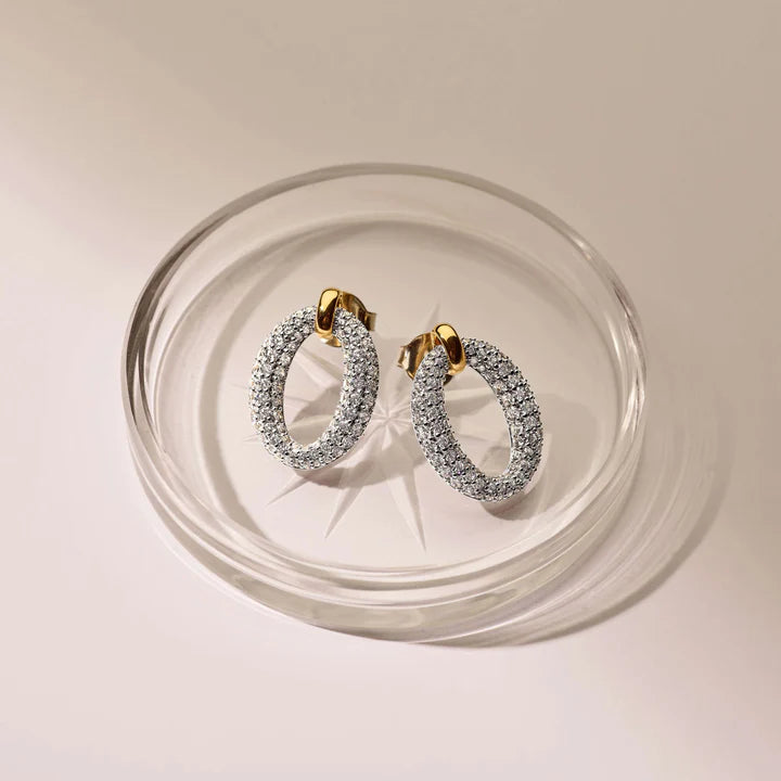 TISENTO TWO-TONED CZ STUD EARRINGS