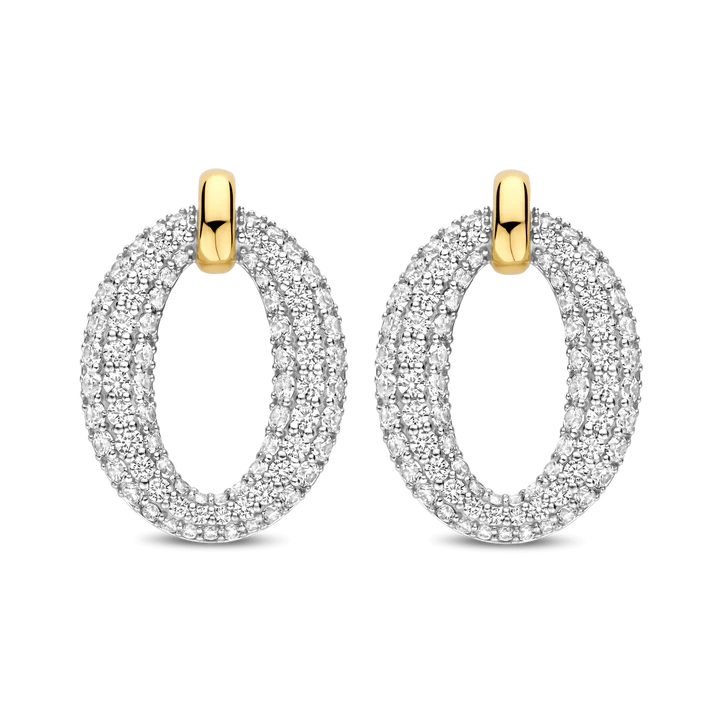 TISENTO TWO-TONED CZ STUD EARRINGS