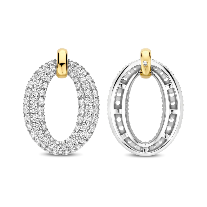 TISENTO TWO-TONED CZ STUD EARRINGS